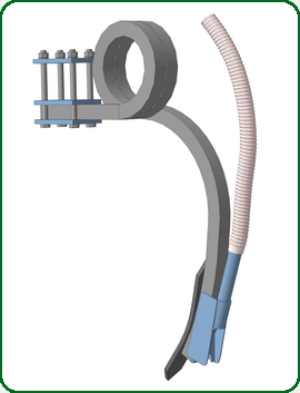 Пружинная стойка глубокорыхлителя 30х30 с трубкой для подачи сыпучих удобрений на глубину 20-25 см.